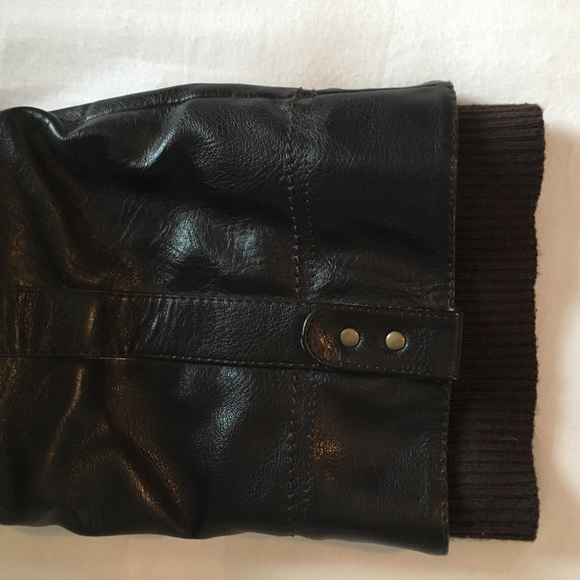 Brown Leather Scrunch Heeled Boots w/ Sweater Cuff - Picture 3 of 6